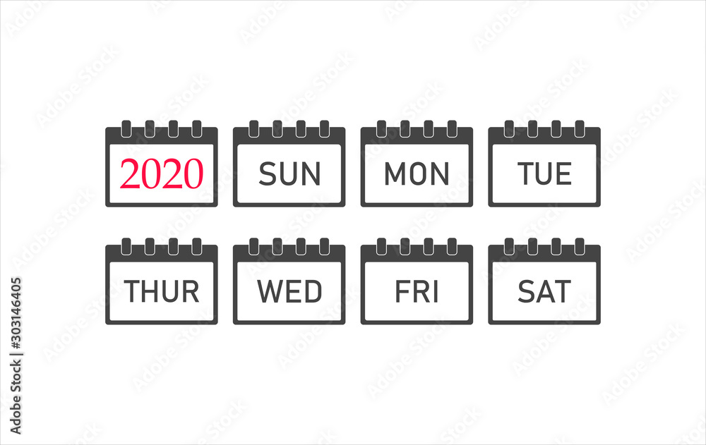 Poster vector icon set of days of the week on white isolated background. layers grouped for easy editing il