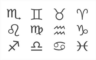 Set zodiac vector sign. Astrological symbol on white isolated background.
