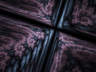 Swirly dark fractal cross, digital artwork for creative graphic design