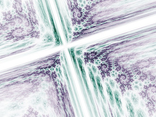Light green and purple swirly cross, digital artwork for creative graphic design