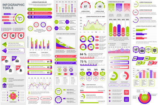 Bundle infographic elements data visualization vector design template. Can be used for steps, business processes, workflow, diagram, flowchart concept, timeline, marketing icons, info graphics.