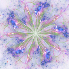 Light rainbow fractal flower, digital artwork for creative graphic design