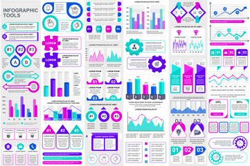 Bundle infographic elements data visualization vector design template. Can be used for steps, business processes, workflow, diagram, flowchart concept, timeline, marketing icons, info graphics.