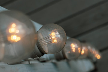 LED light bulbs, lighting decor at summer party