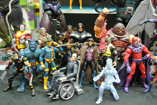 KUALA LUMPUR, MALAYSIA -APRIL 4, 2018: Selected focused fictional character action figure X-Men. X-Men is a appearing in American comic books and movie published by Marvel.