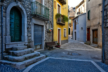 Buccino, Italy, 01/18/2018. A tourist trip to a medieval town