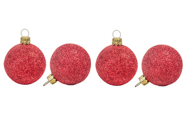 Four red Christmas balls