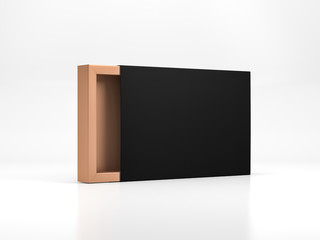 Black with gold sliding box Mockup standing on white table