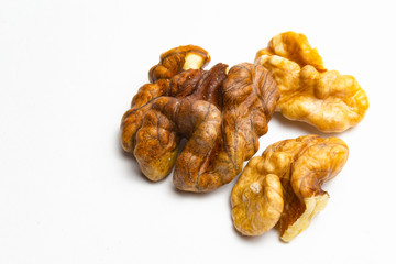 Walnut on a white background. close up