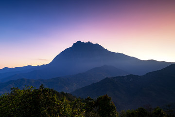 Sunrise over Mount Kinabalu, highest mountain in Malaysia.