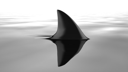 3d illustration of a scary shark swimming in a dark setting