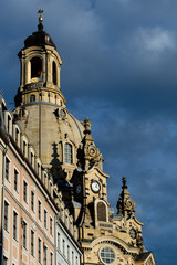 The Frauenkirche - Landmark of Germany. Elegant baroque city Dresden, popular tourist attraction.