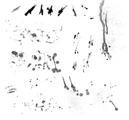 spots, blobs and splatters on white background