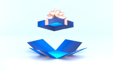 Christmas and New Year's Day, Open gift box isolated on white background. 3d rendering.