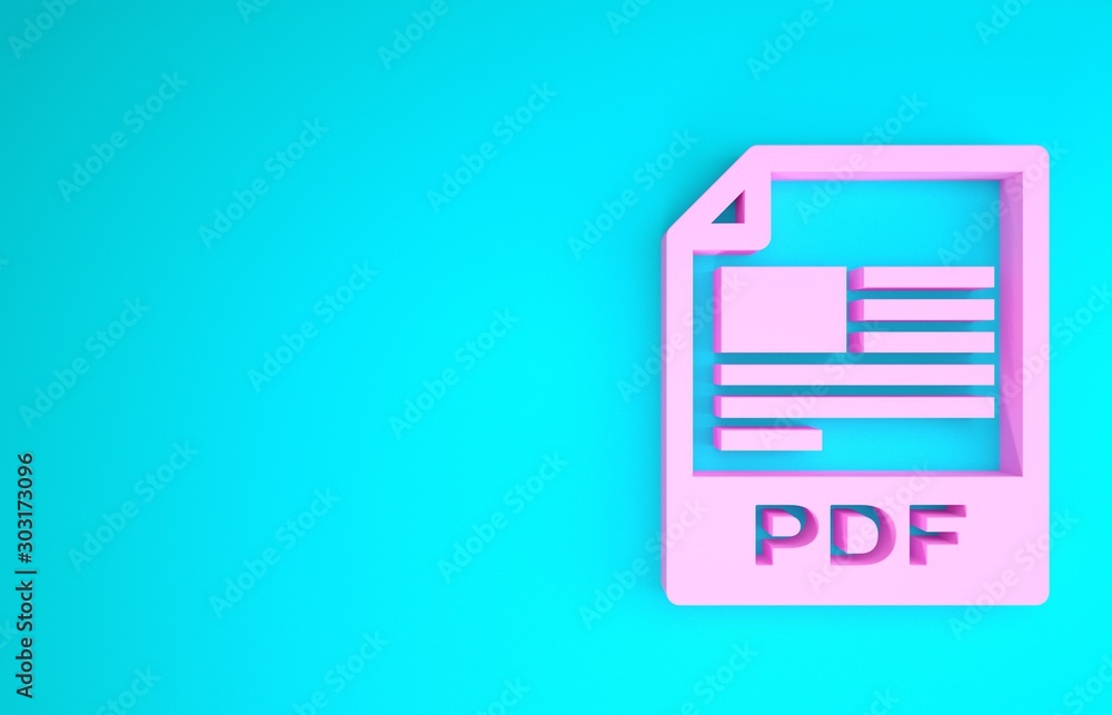 Fototapete pink pdf file document. download pdf button icon isolated on blue background. pdf file symbol. minim