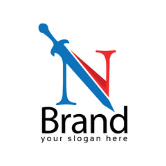 Sword Letter N Logo. Vector Illustration on white background	