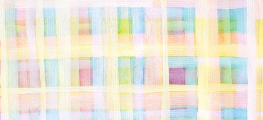 Abstract rainbow acrylic and watercolor strip line paint background. Texture paper. Horizontal long banner.