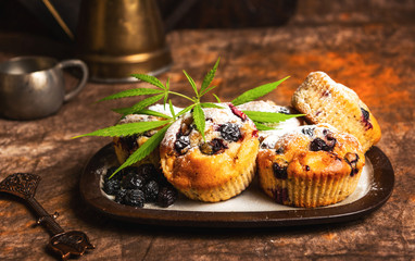 Homemade marijuana muffins with berry fruit