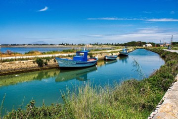 Natural reserve of the Saline dello Stagnone near Marsala, Sicily.