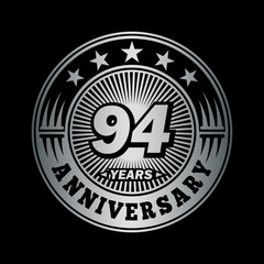 94 years anniversary celebration logo design. Vector and illustration.