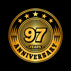 97 years anniversary celebration logo design. Vector and illustration.