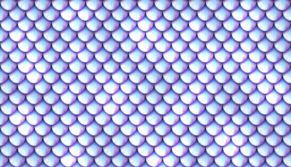 Mermaid tale scales seamless pattern, holographic effect fish scales, neon colored fish skin texture with 3D effect, marine life themed background © Oleksandr