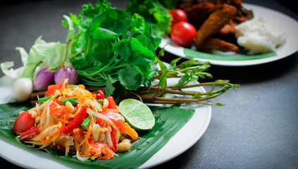 papaya salad Popular menu in Thailand