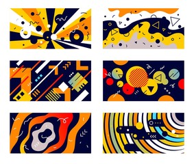 Creative vector set of abstract illustration with geometric roun