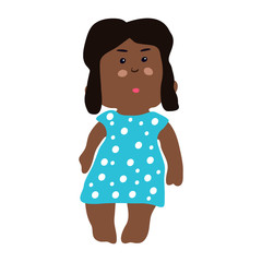 ute little curly african american girl preschooler. Baby in a dress. Vector illustration on isolated background