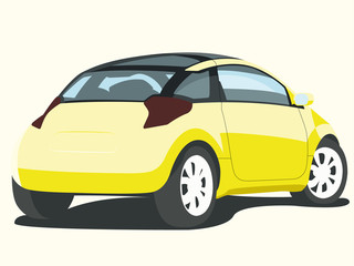 Fototapeta premium Hatchback yelow realistic vector illustration isolated
