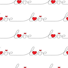 hand written lettering heart love seamless pattern