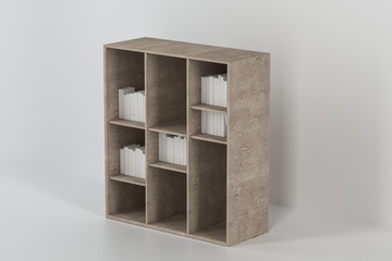 Fototapeta premium Bookshelf with books inside in the empty new house, 3d rendering.