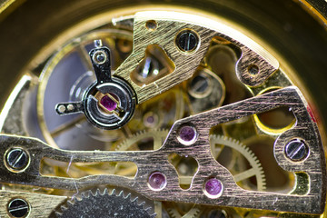 mechanism gears of an old watch