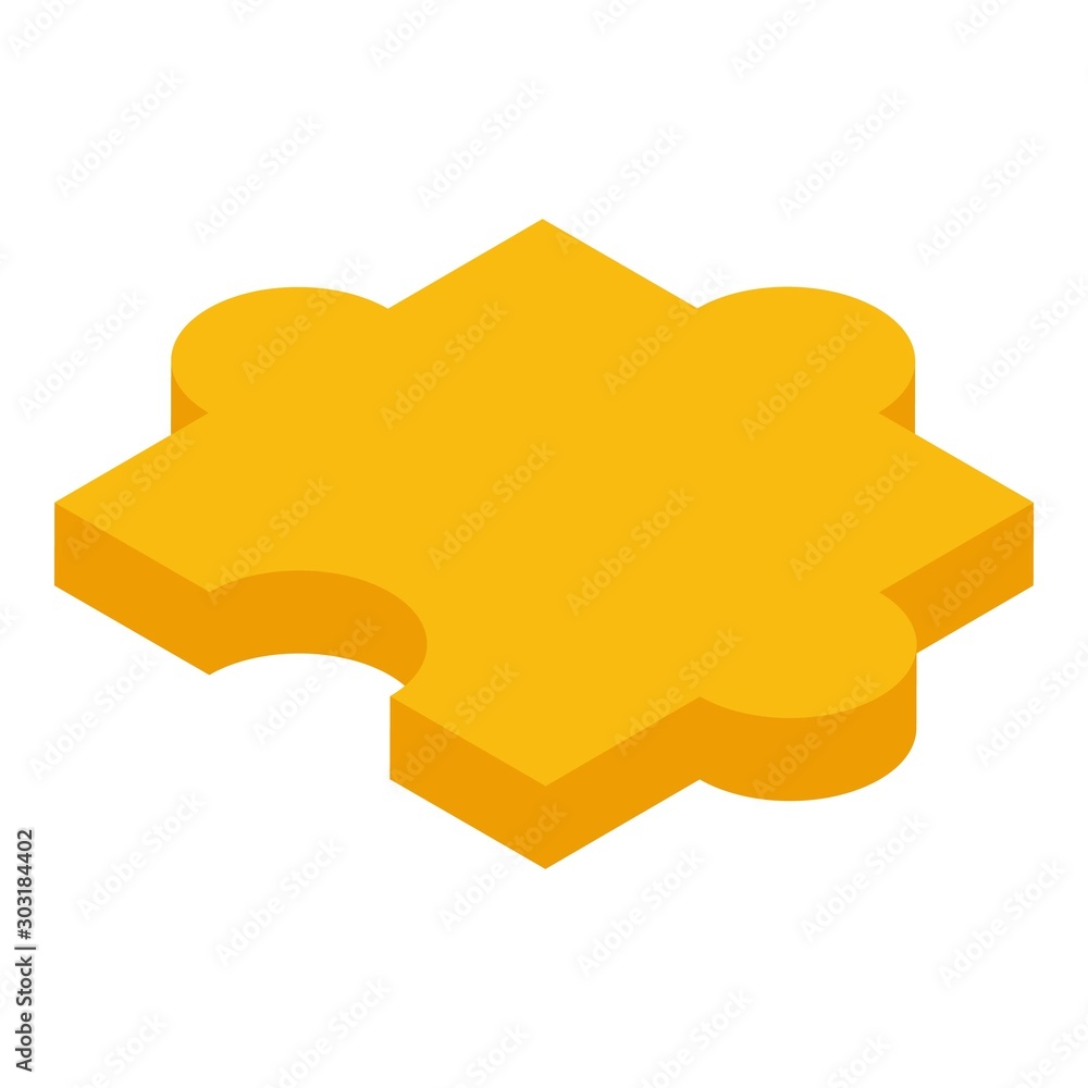Poster yellow puzzle icon. isometric of yellow puzzle vector icon for web design isolated on white backgrou