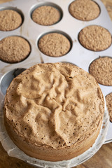 muffins and chocolate sponge cake