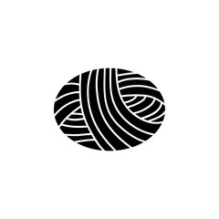 Isolated black skein of yarn. Vector logo for natural wool products and knitting