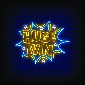 Huge Win Neon Signs Style Text vector