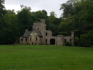 Fototapeta na wymiar Squires Castle located in the Cleveland Metroparks in Ohio during the summer