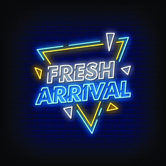 Fresh Arrival Neon Signs Style Text vector
