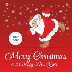 Fototapeta na wymiar Santa Claus on a red background. Merry Christmas and happy new year! Holiday Greeting Card. Illustration, vector