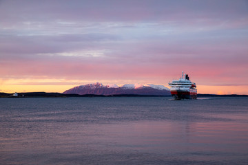 Coastal passenger ship arrives at Brønnøysund port in Nordland County © Gunnar E Nilsen