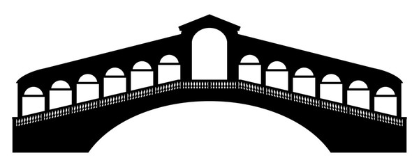 gz588 GrafikZeichnung - german: Rialtobrücke in Venedig, Italien - english: rialto bridge in venice, italy - icon / symbol / illustration - xxl black g8705