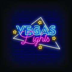 Vegas Lights Neon Signs Style Text vector