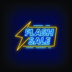 Flash Sale Neon Signs Style Text Vector