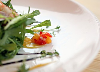 fresh salad with cheese and olives