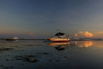 boat harbor at sunset