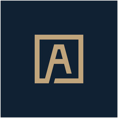 initial letter A geometric with square frame line art. Suitable for business consulting, studio, room, group, decoration, building, concept design. - vector