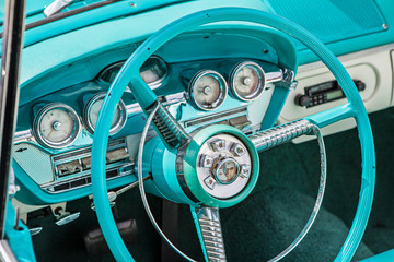 Interior of an old classic American car