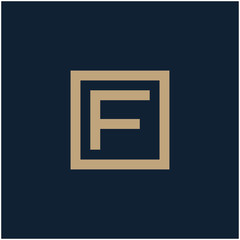 initial letter F or FO geometric with square frame line art. Suitable for business consulting, studio, room, group, decoration, building, concept design. - vector