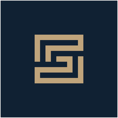 initial letter S or SG geometric with square frame line art. Suitable for business consulting, studio, room, group, decoration, building, concept design. - vector